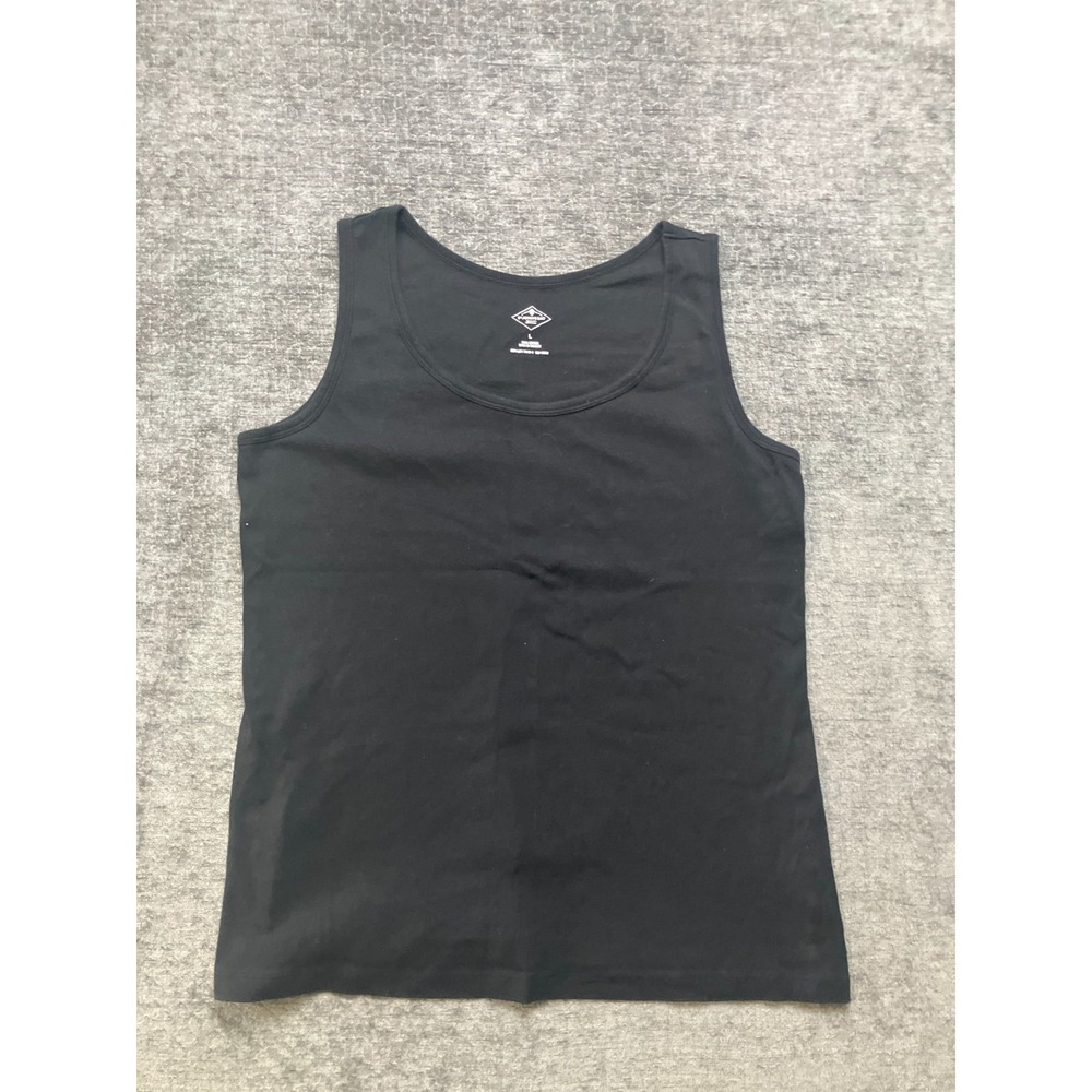 St John's Bay Tank Top Womens Large Black Cotton Pullover Casual Scoop Neck
